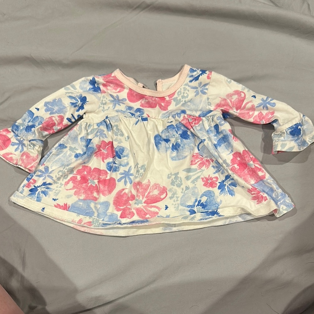 Burt's Bees Baby Pink and Blue Long Sleeve Tee